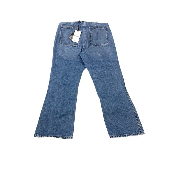 RE/DONE Blue Mid Wash Originals Button Front Crop Bootcut Jeans Size 28 - Picture 3 of 8